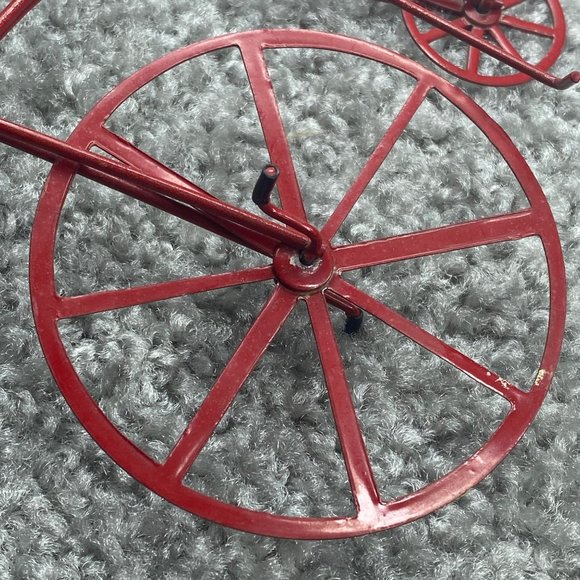 Big Small Wheel Red Metal Bicycle Miniature Collectible Doll House Mini Vintage - Picture 10 of 16